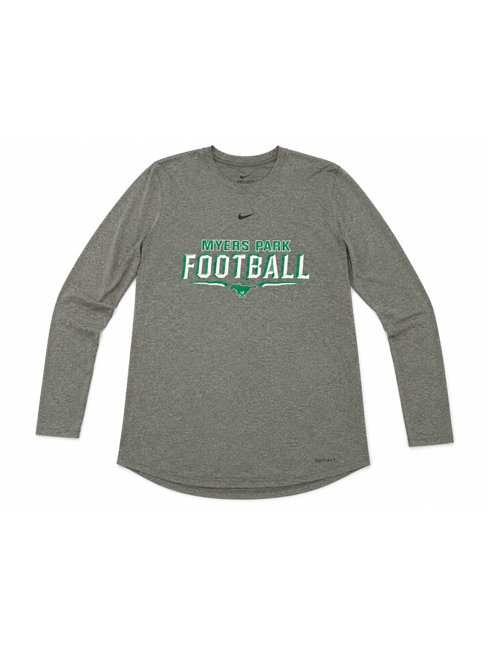 Nike Myers Park Football Long Sleeve T-Shirt Men's Large Heather Gray Dri-FIT